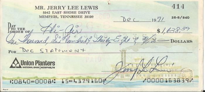 1971 Jerry Lee check